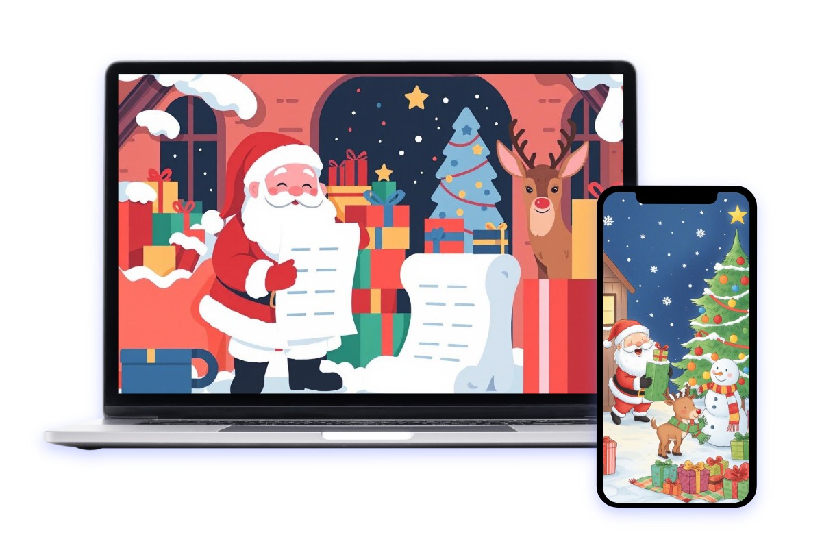 パソコンもスマホも、簡単にクリスマス仕様へ