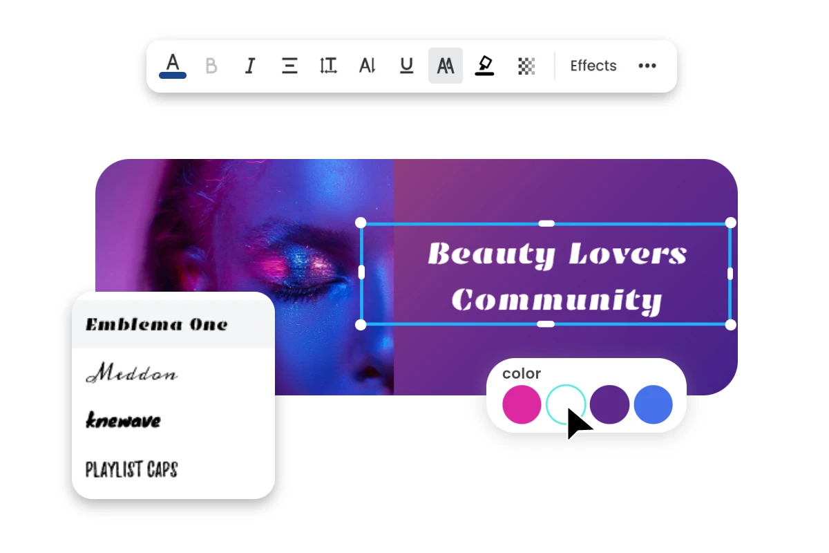 Edit a facebook cover photo featuing a fashionable lady in a purple bg in fotor
