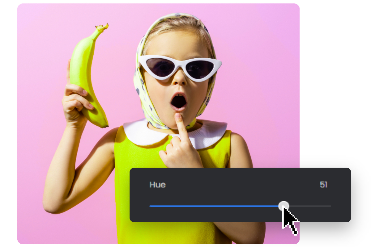 Edit a photo with the hue slider