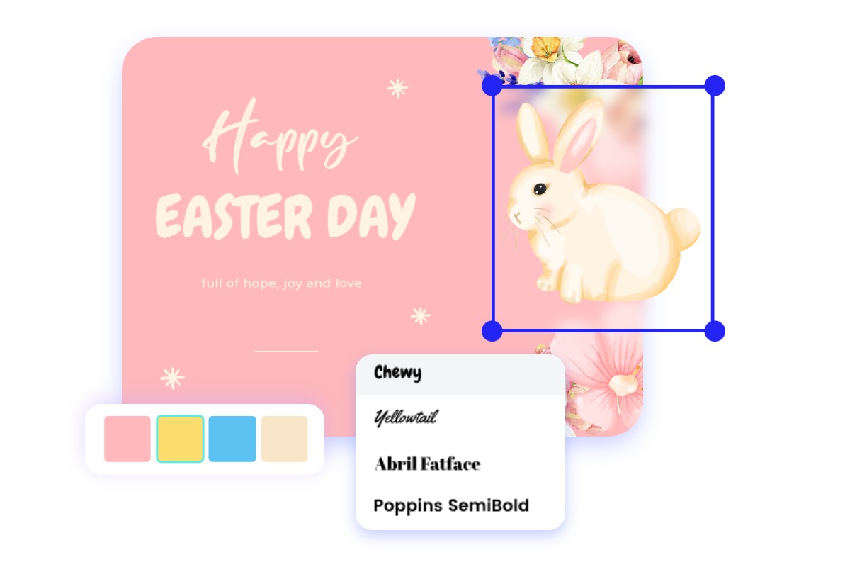 Editer une carte de lapin de Pâques rose dans fotor
