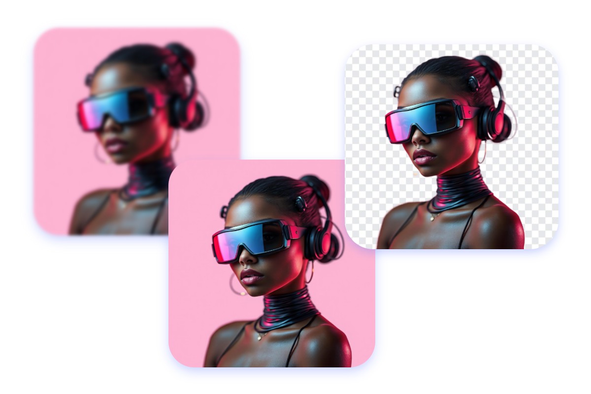 Edit an ai portrait of a black lady to make it clearer and remove its background