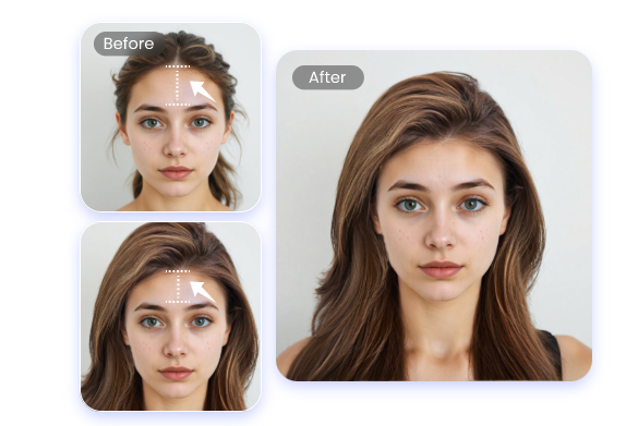 Modifier la ligne de cheveux et retoucher vos photos pour sublimer votre coiffure en ligne avec l'éditeur de photos de Fotor