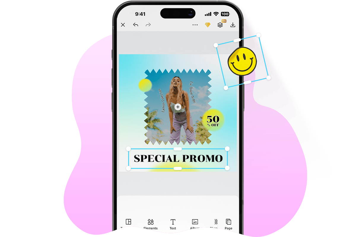 Edit sale post template using fotor design app