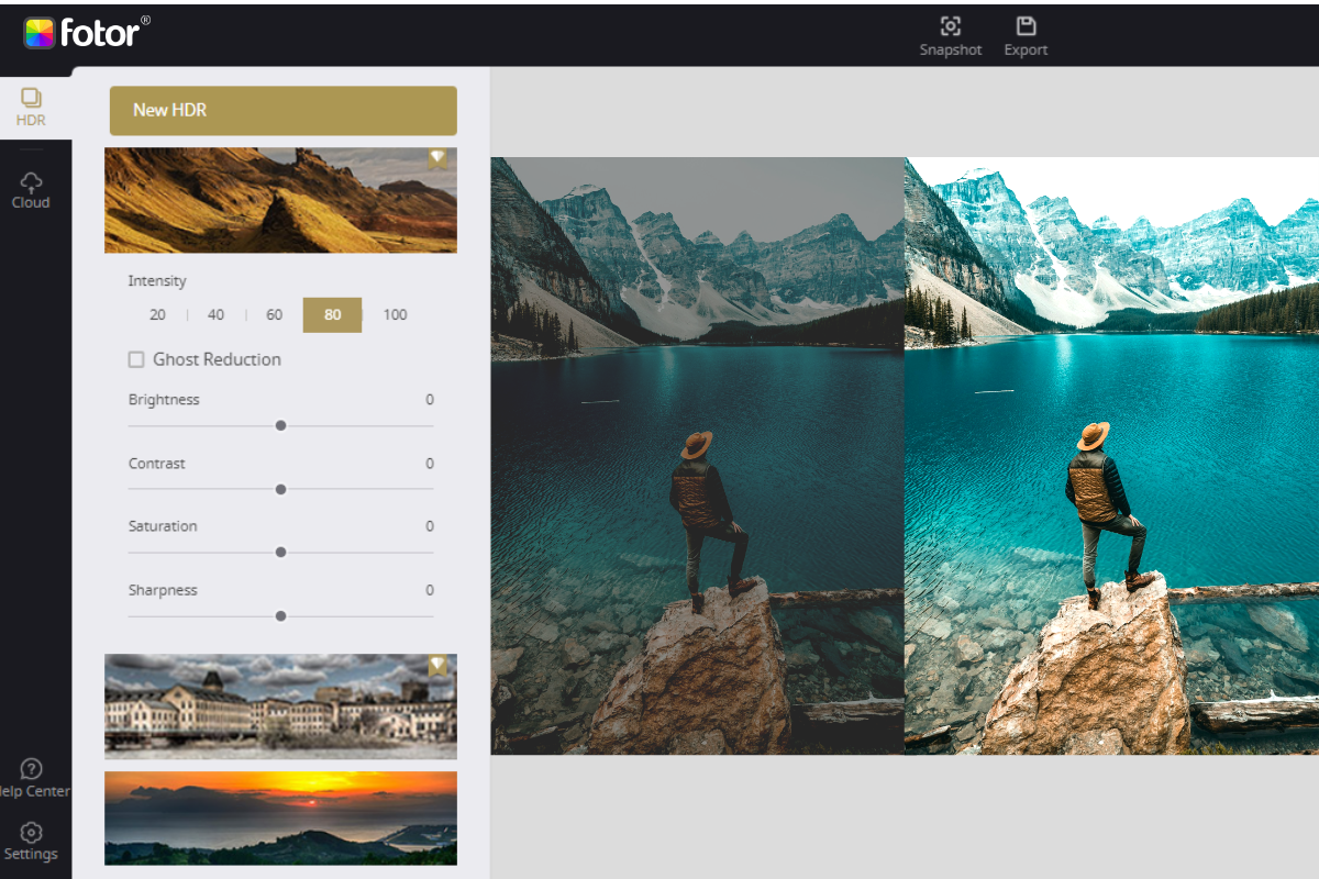 Edit the adventure image of a man in fotors online hdr photo editor