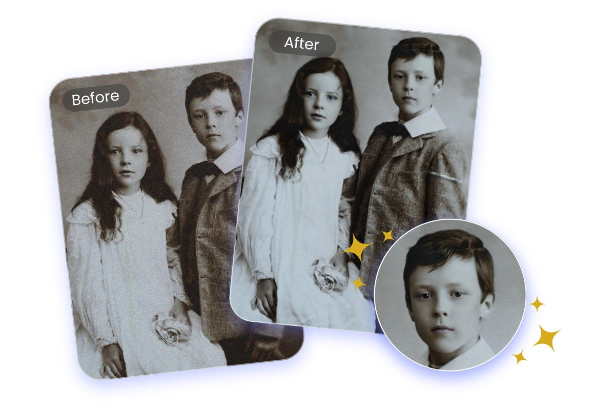 Enhance clarity and sharpness with facial details on a black and white group photo