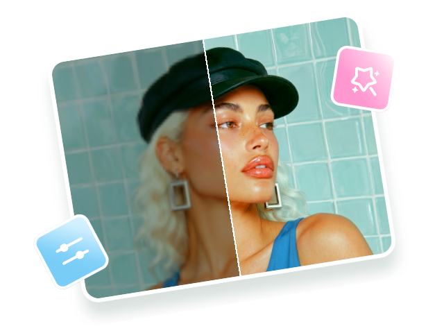 Fotorの無料写真編集サイトで、シャープさと鮮明さを高めた美しい人物写真