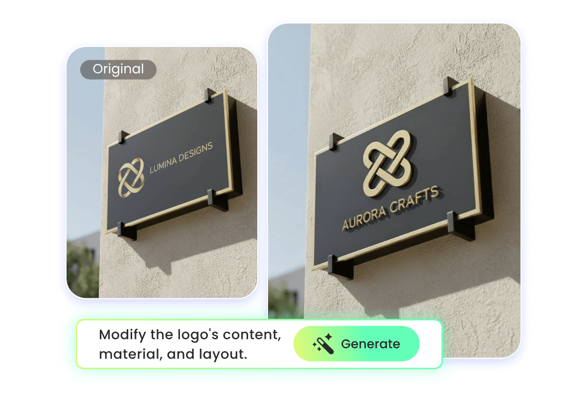Enter a prompt to change the logo content in a mockup