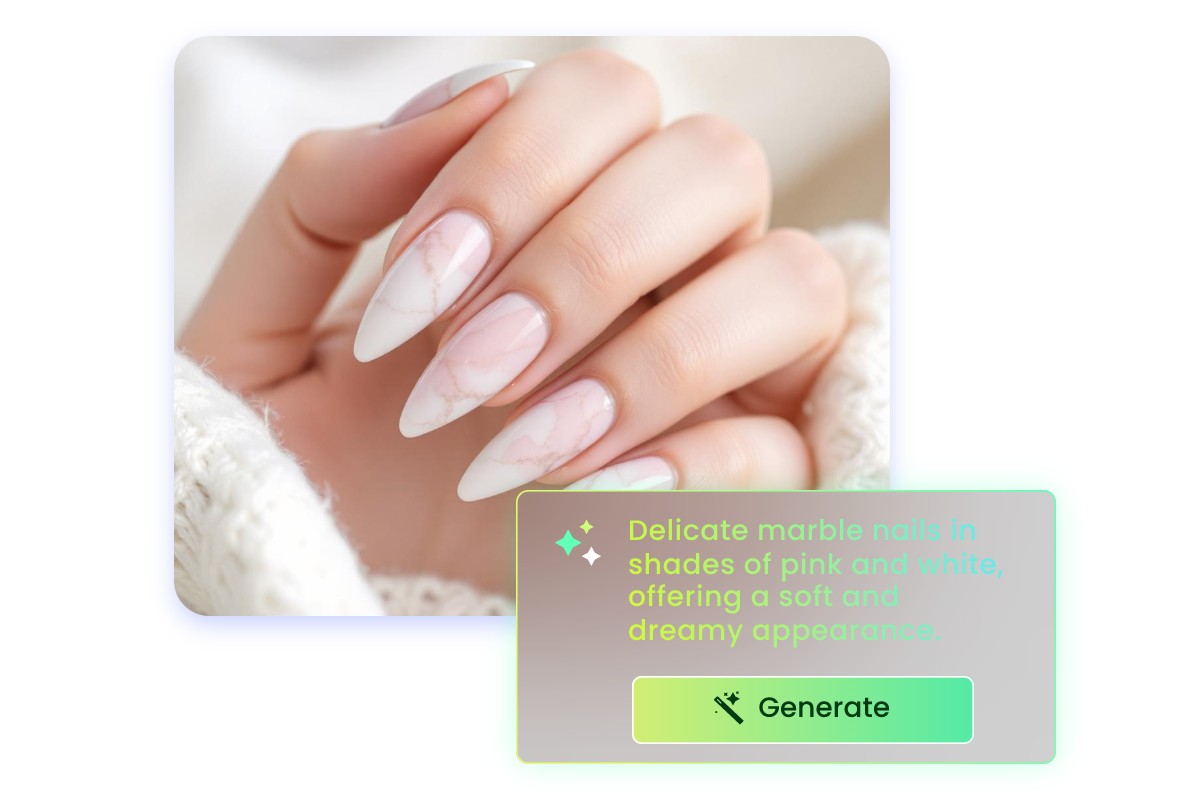 Enter detailed descriptions to generate beautiful nails as you want with ai nail designer