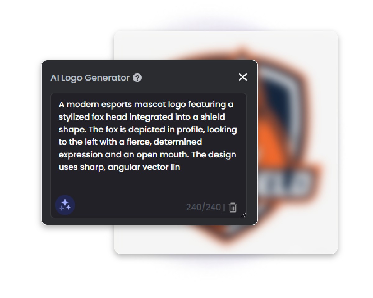 Enter logo related text descriptions into the ai logo generator text box in fotor