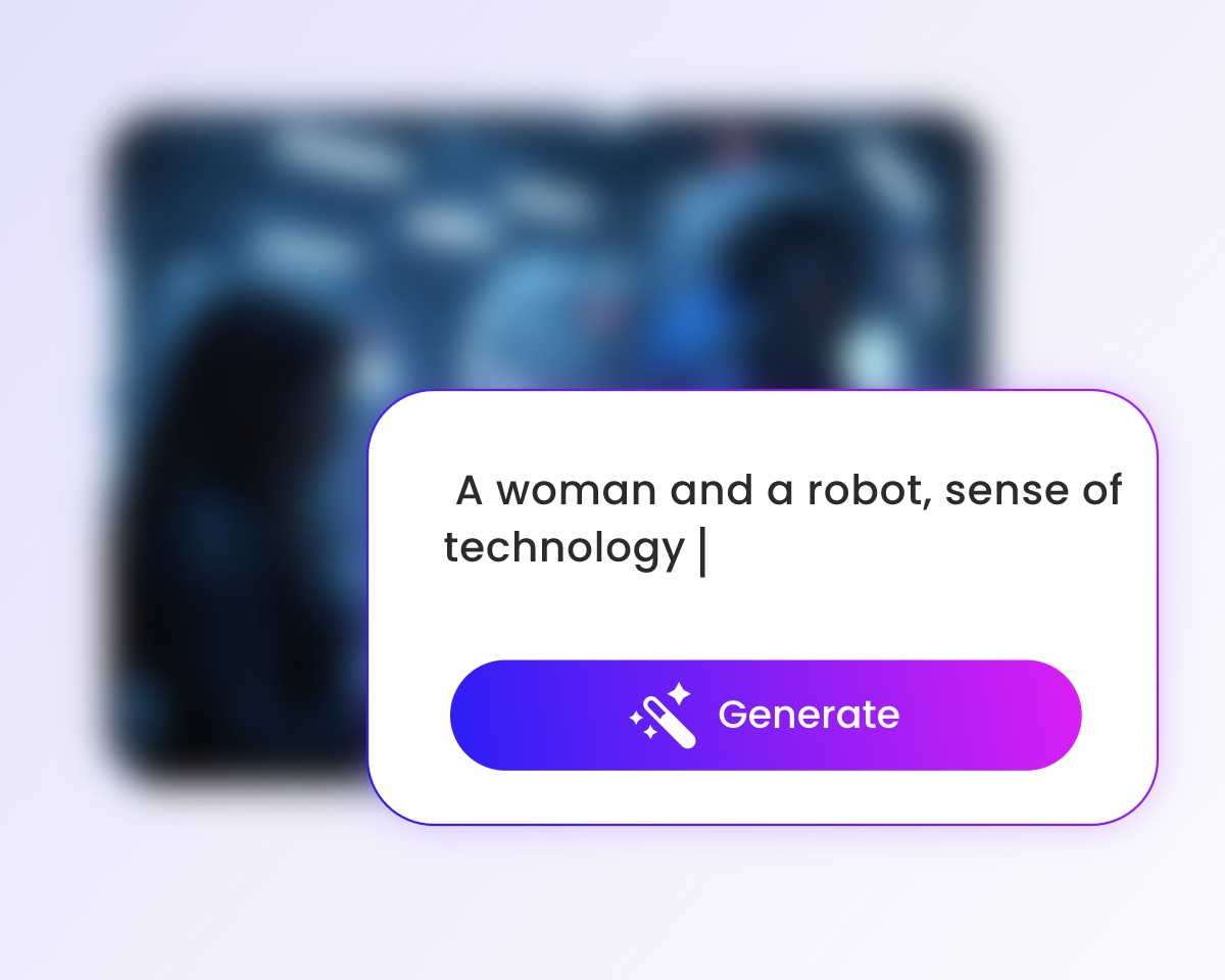 Enter text to generate a movie of a woman and a robot in the sense of technology