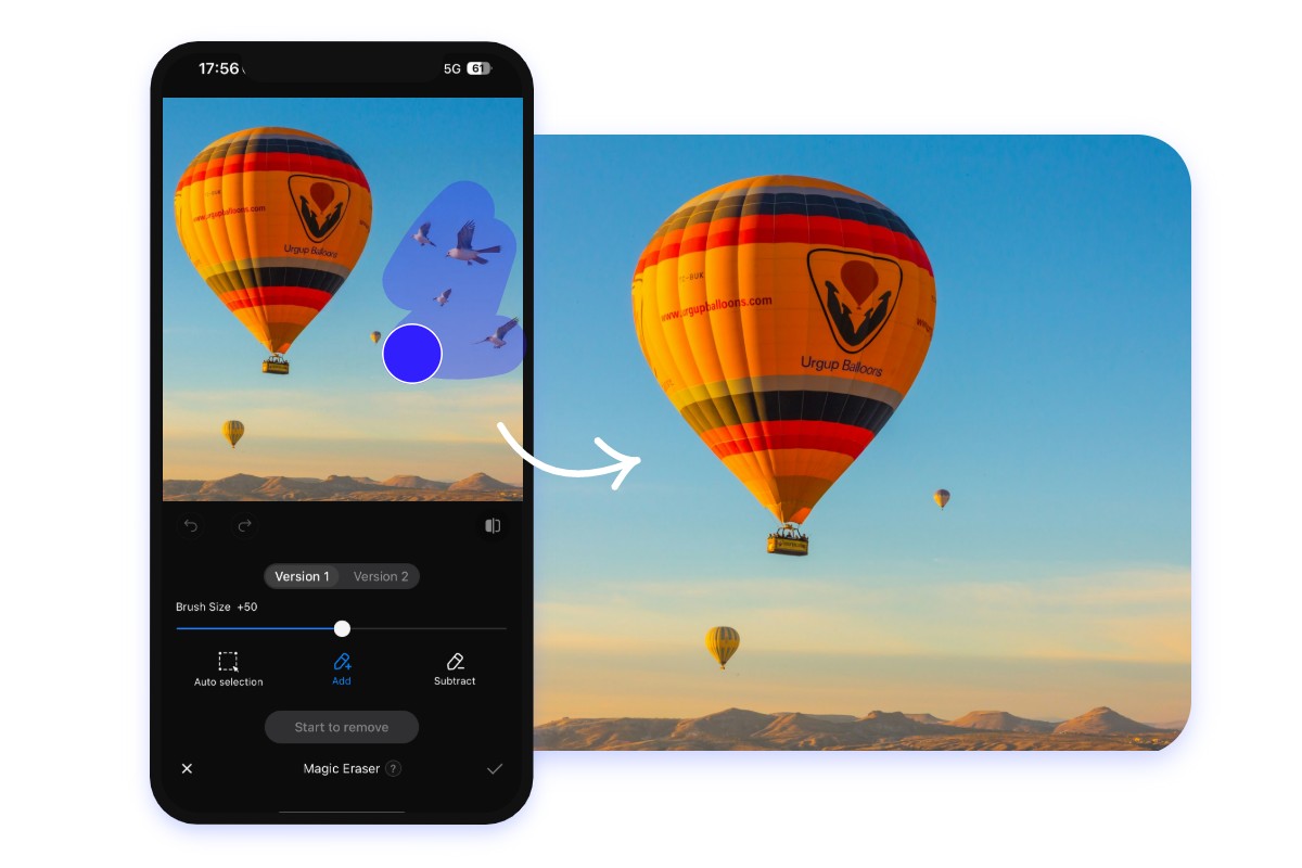 Erase unwanted objects from images with Fotor app
