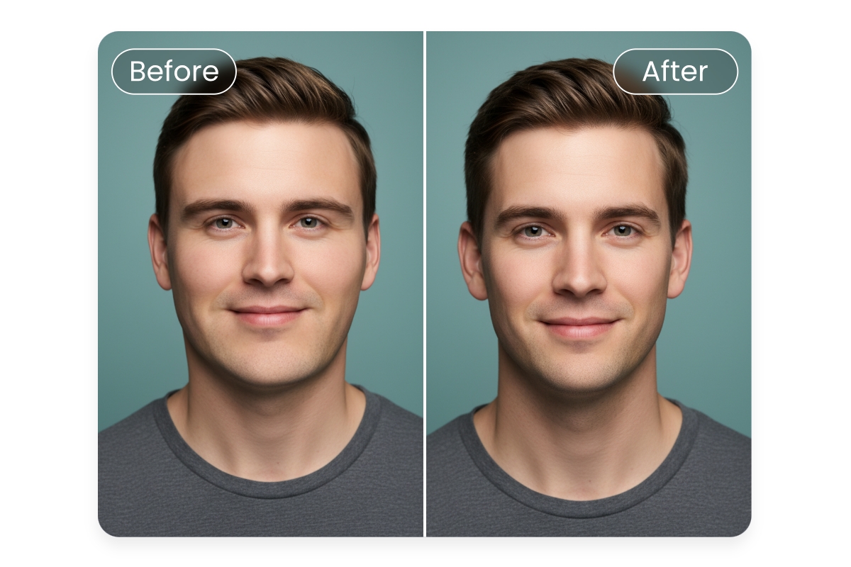 Affiner les traits avant un test de beauté pour homme ou femme