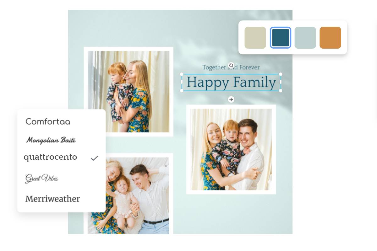 Family photo book with customization boxes