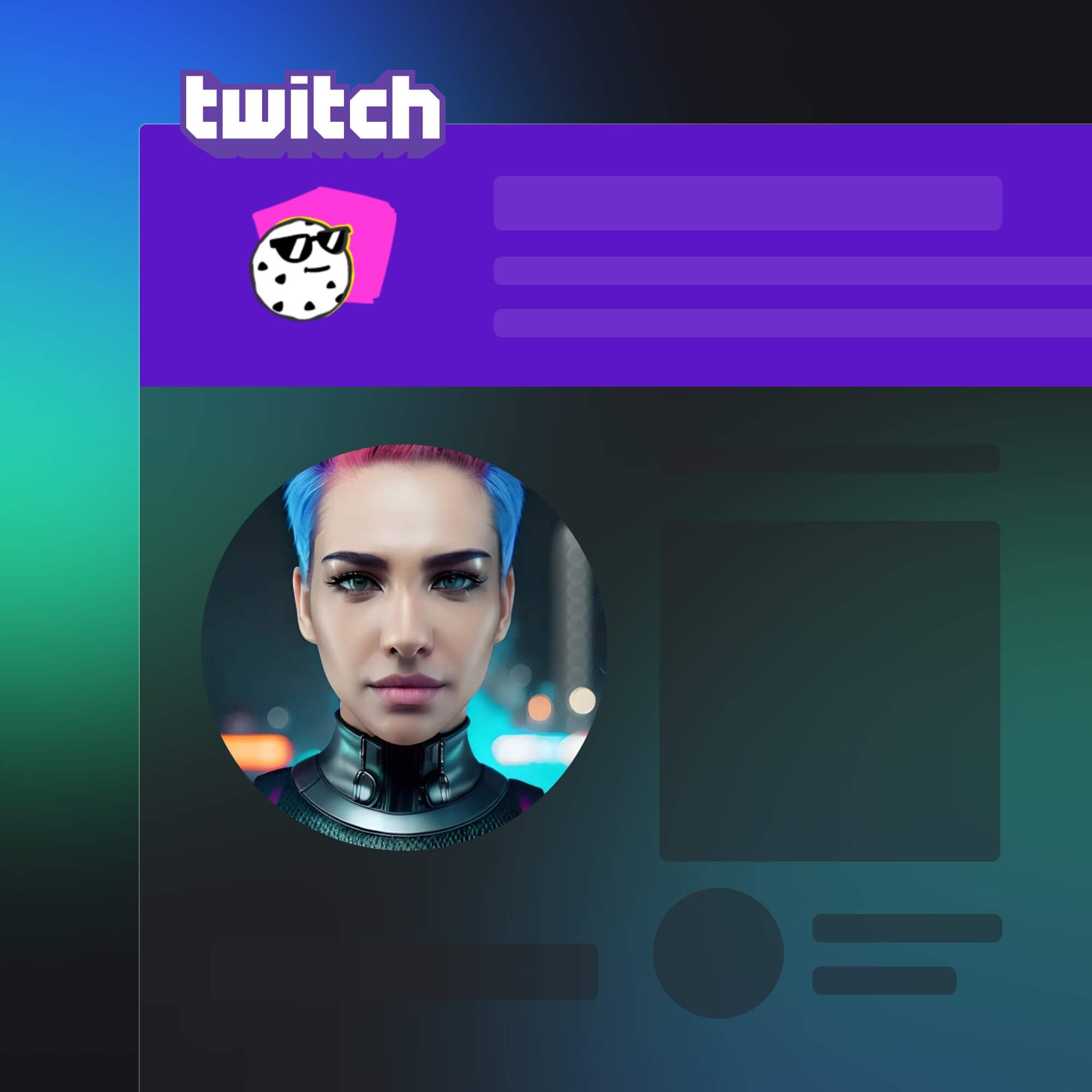 Avatar femenino en la plataforma Twitch