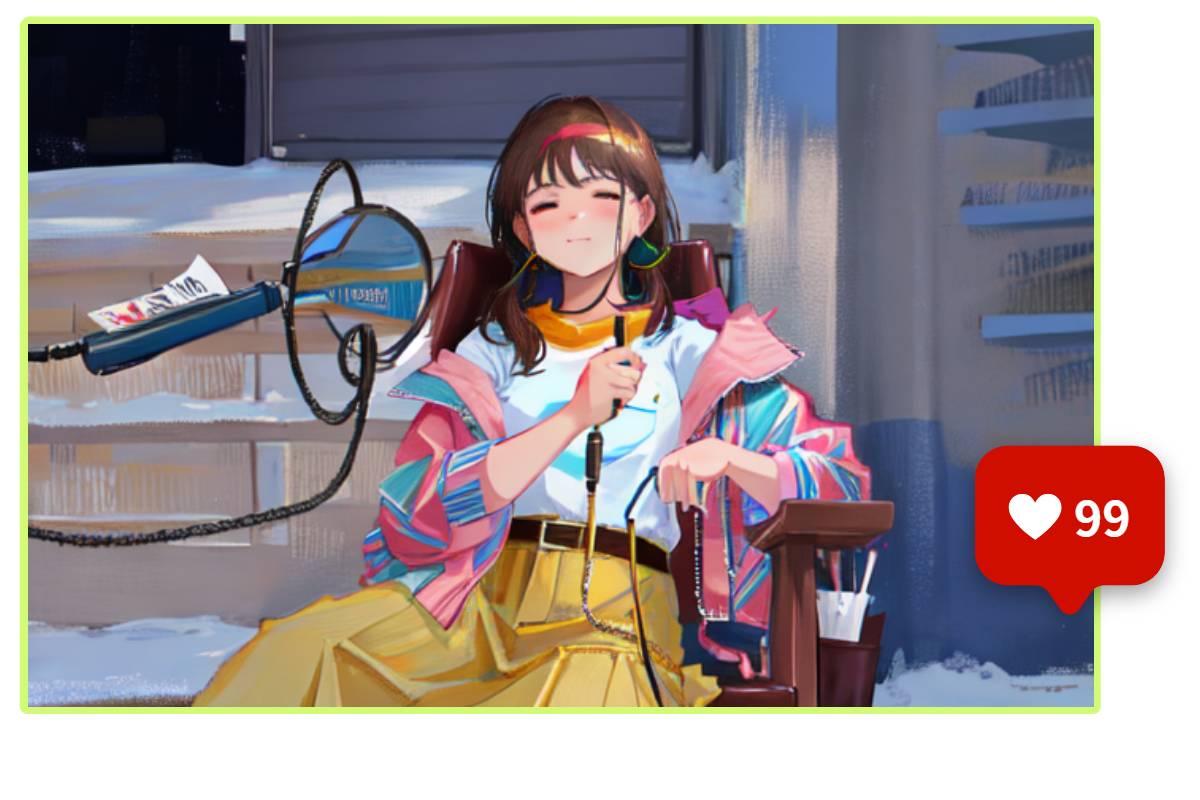 Female V Tuber streaming channel and likes