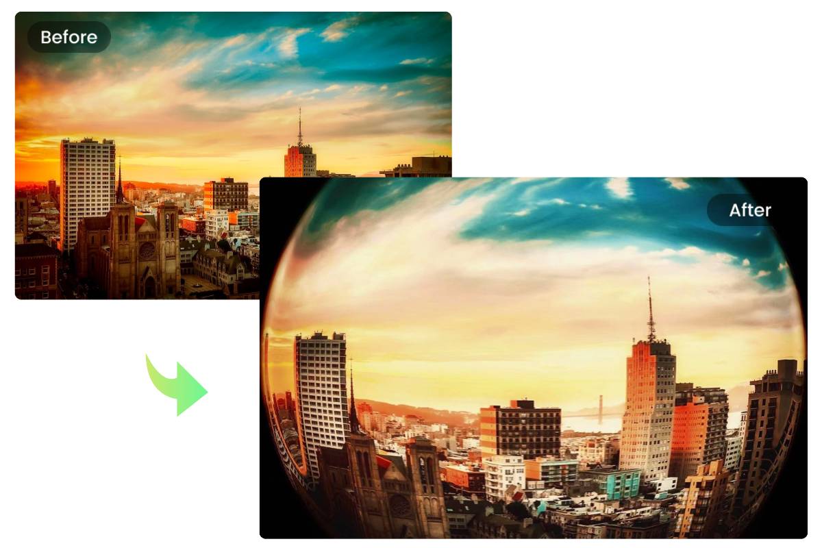 Fish eye effect of landscape