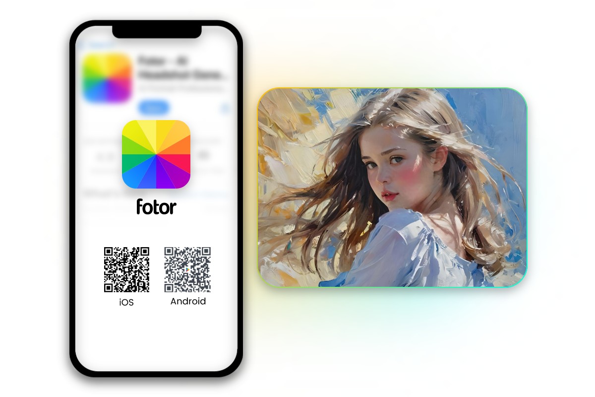 Aplicação gerador de fotos de raparigas Fotor AI