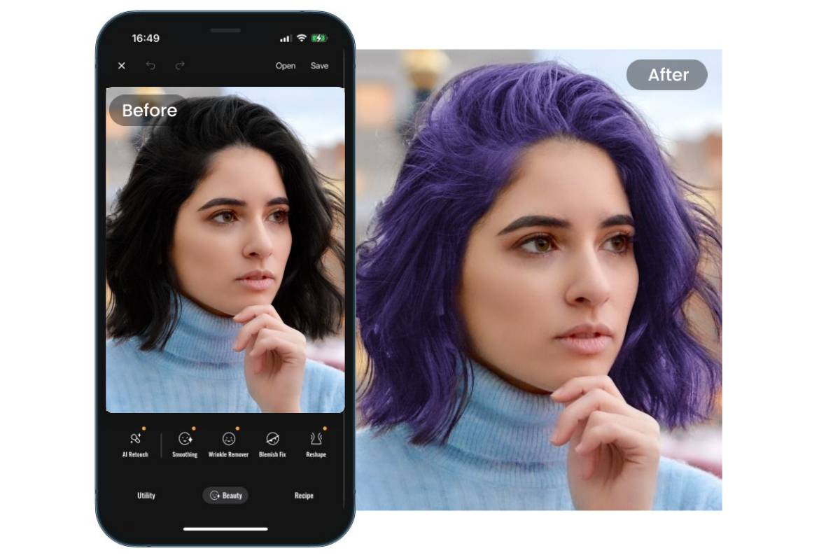 Fotor virtual hair color try on app