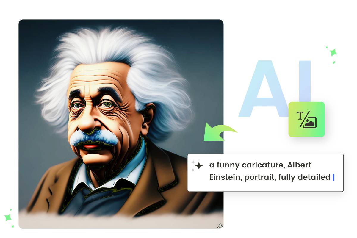 Générer une caricature amusante d’Albert Einstein à partir d’un texte