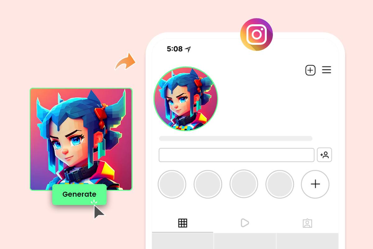Einen Pixel-Avatar mit dem Online-Pixel-Art-Generator von Fotor erstellen und nutzen Sie ihn als Instagram-Profilbild