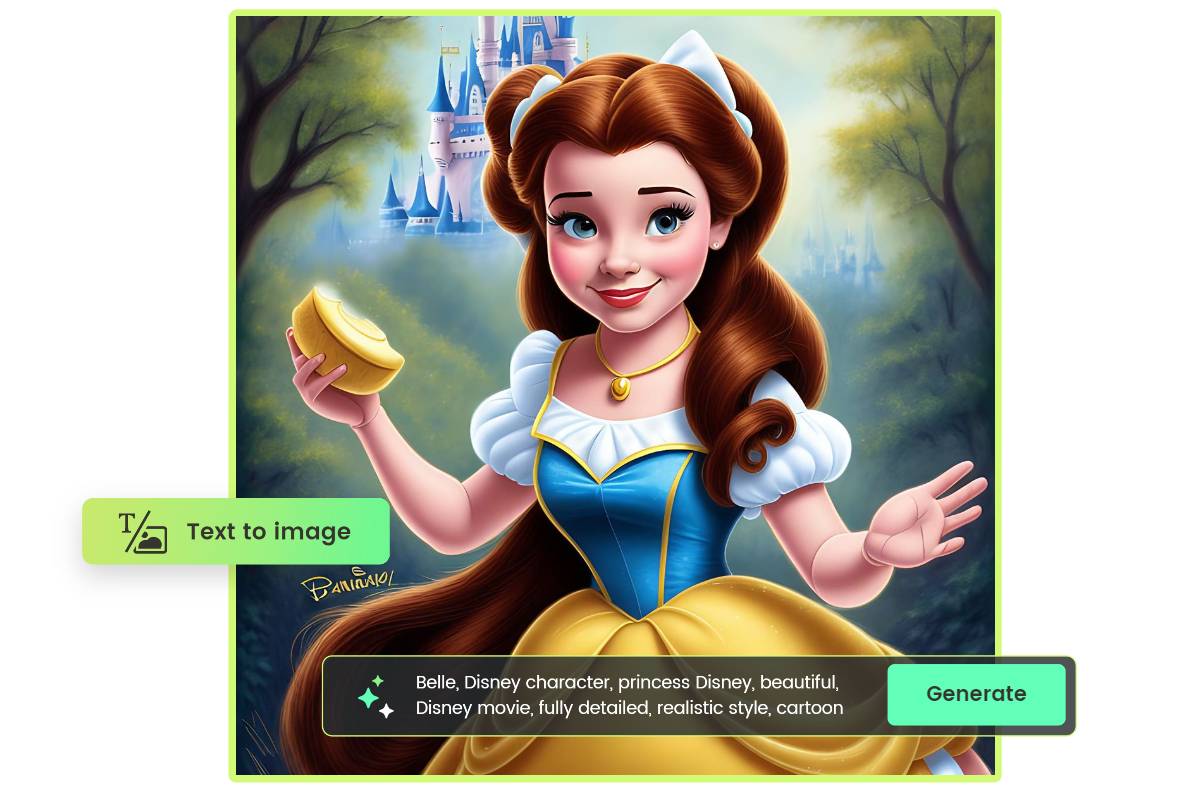 Générer une princesse Belle à partir d'un texte