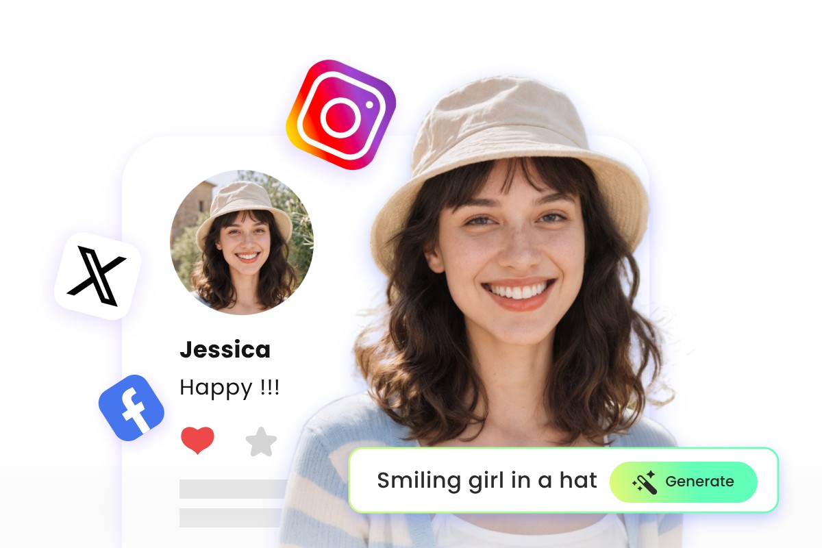 Generate a realistic ai female portrait and use it as a pfp for social media