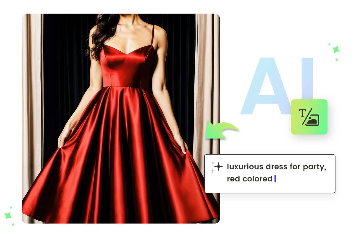 Generate a red dress for party in fotor ai clothing generator