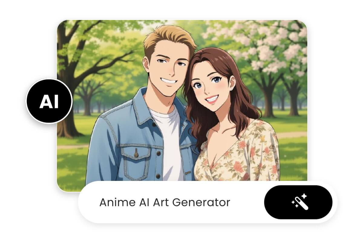 Generate an ai anime image of a couple from text input