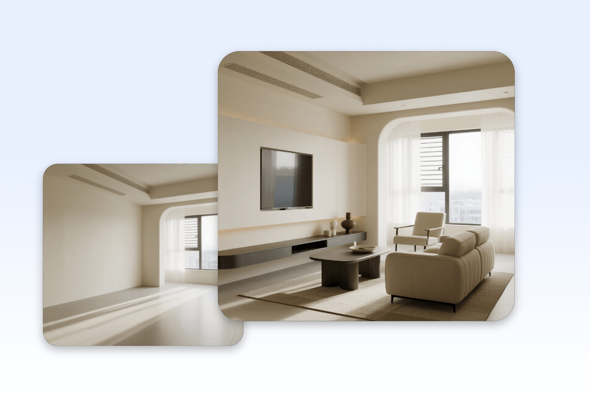 Generate realistic interior mockups for architecture