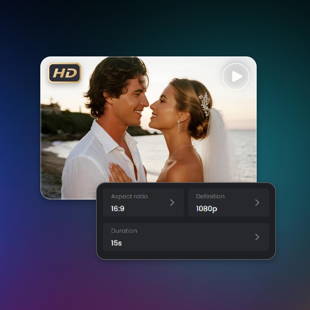 Get an ultra HD wedding video with custom dimensions and length