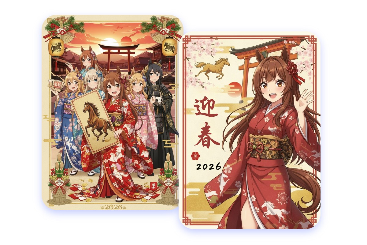 キャラクター風に変身!AIでつくるかわいい馬年賀状