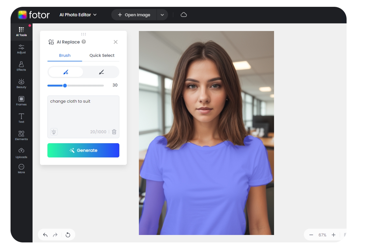How to ai generate and change clothes in fotor