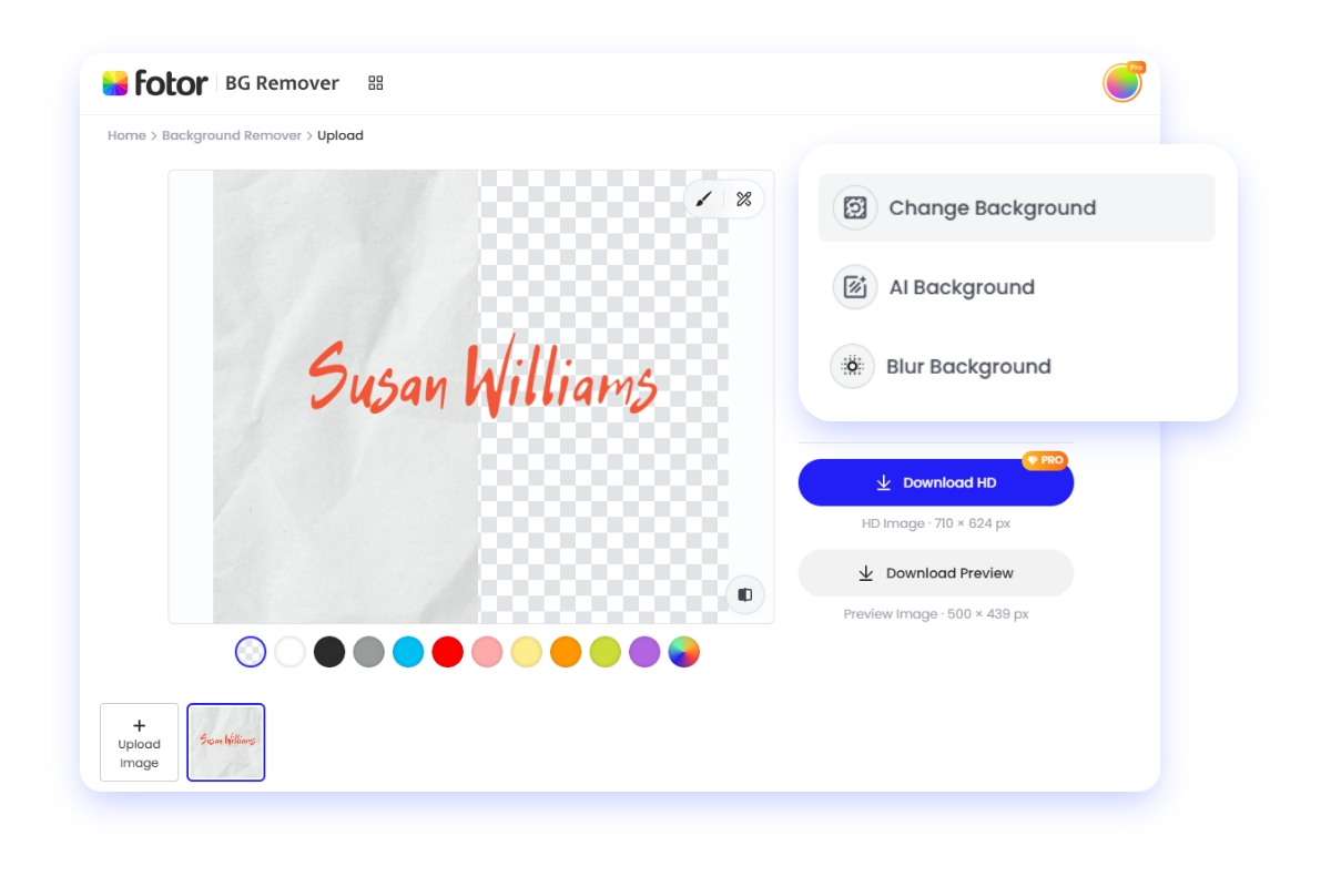 How to remove backgrounds from signatures and change backgrounds online for free with Fotor