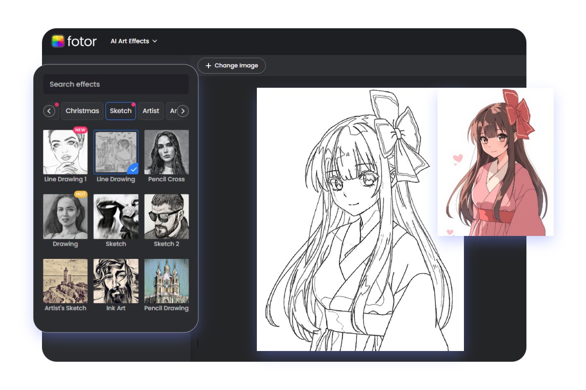 Cómo utilizar el creador de dibujos de contornos Fotor