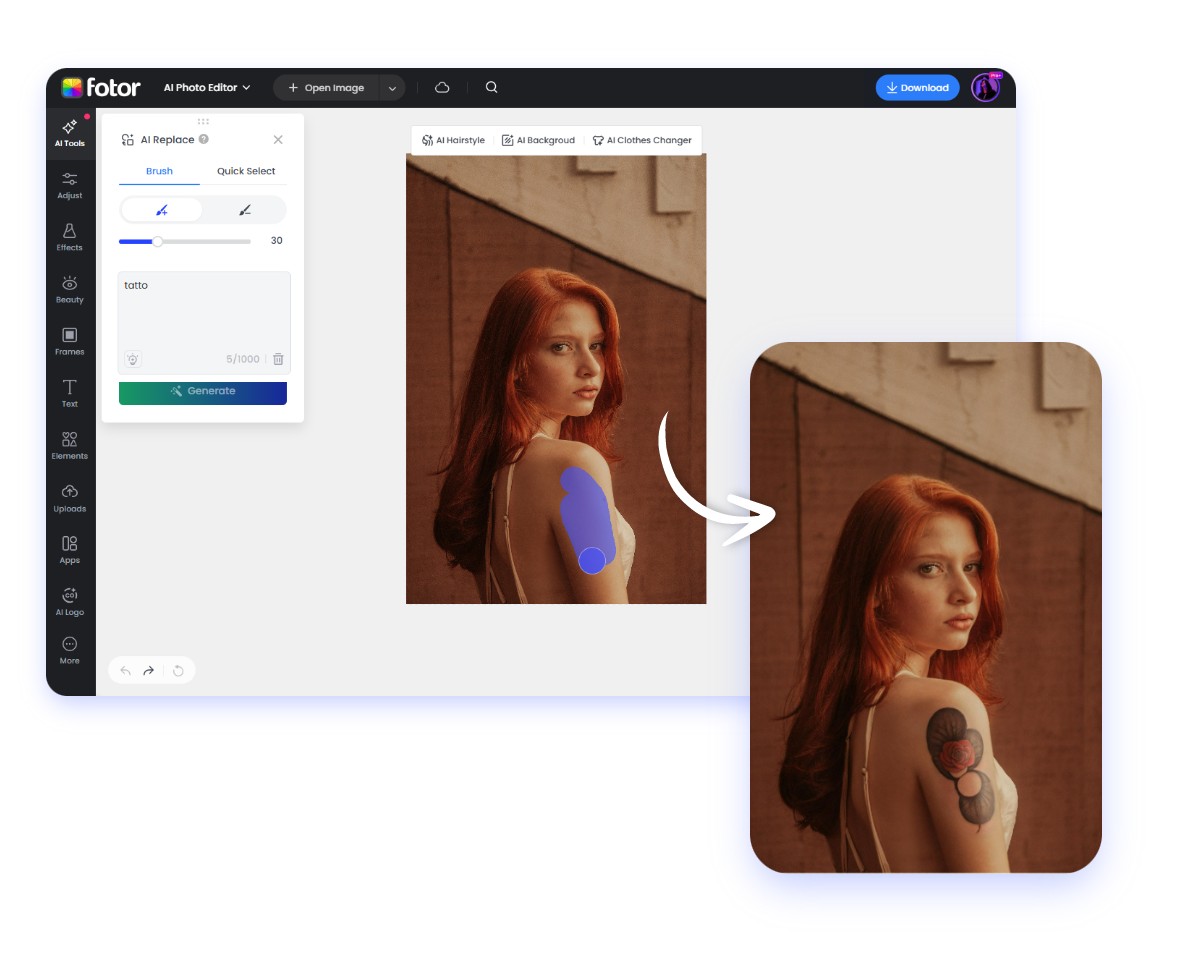 comment utiliser le simulateur de tatouage IA de Fotor gratuitement