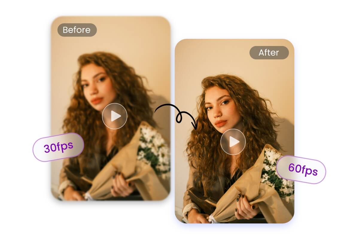 Increase the frame rate of a beautiful girls video from 30fps to 60fps