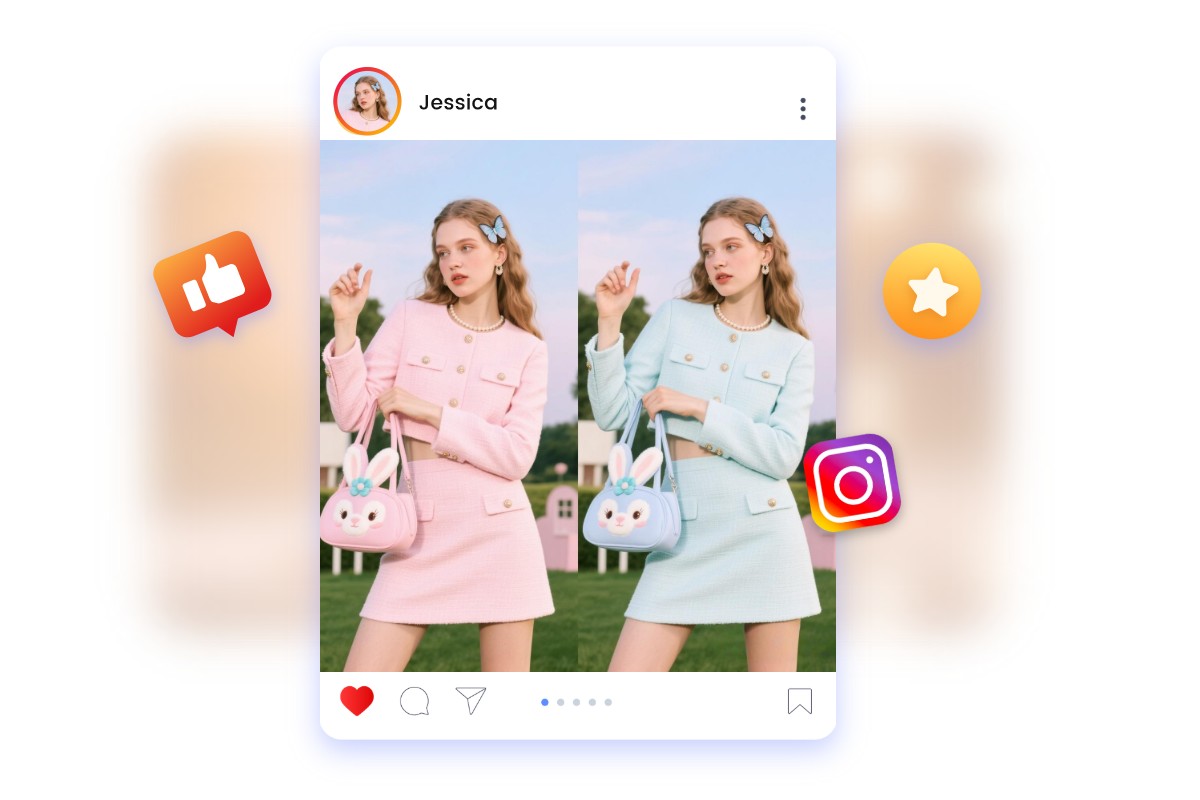 Influencer creates matching outfit colors for social media