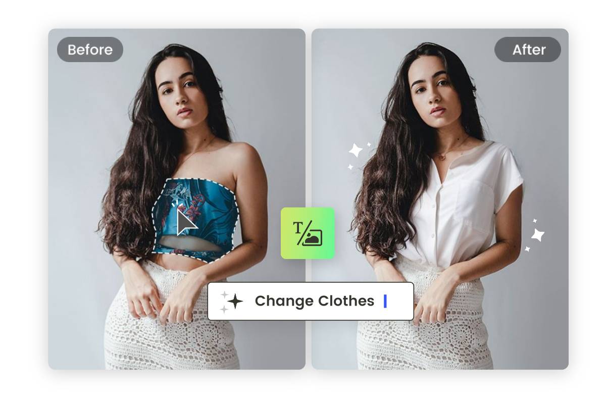 Let fotor ai change part of clothing for further design