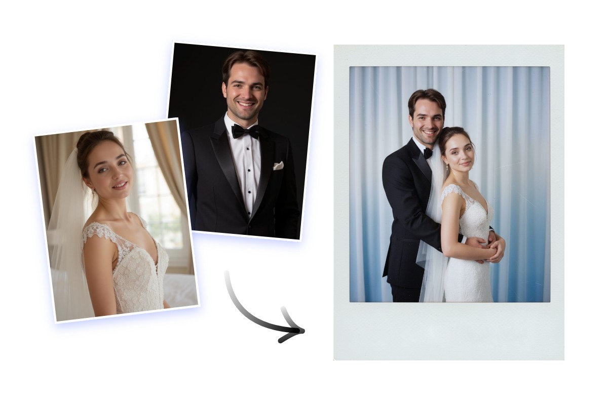 Crea fotos Polaroid retro con IA para eventos especiales como bodas