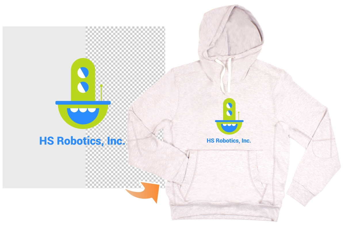 Make a creative logo with transparent background and print it on hoodie