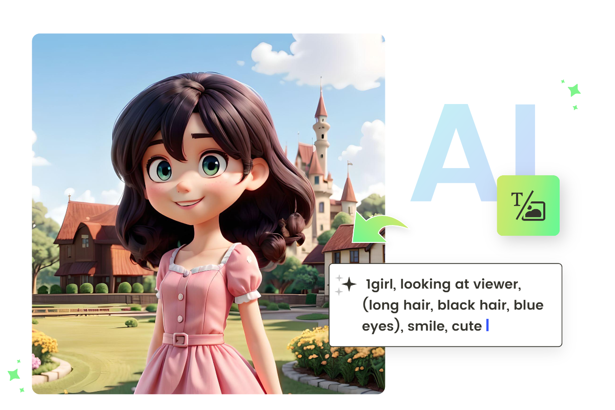 Erstellen Sie ein Mädchenbild im Disney-Pixar-Stil mit dem Fotor Disney Pixar KI-Bildgenerator.
