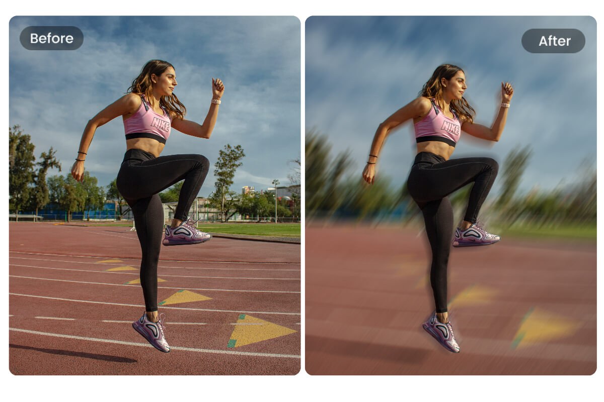 Crear un fondo de efecto motion blur para una foto de mujeres haciendo ejercicio