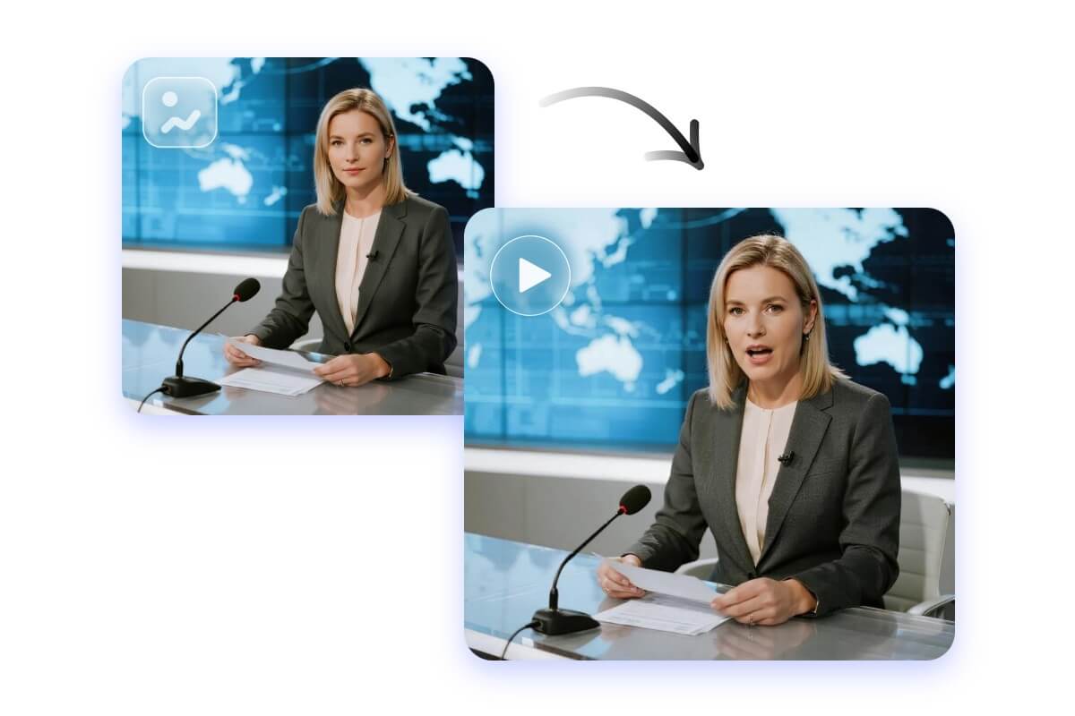 Lassen Sie ein Foto einer Frau als Moderatorin sprechen