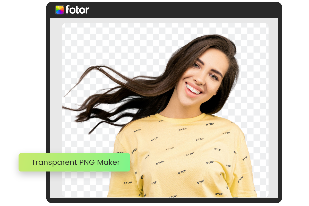 Rendi trasparente l'immagine femminile PNG nello sfondo con il PNG maker trasparente di Fotor