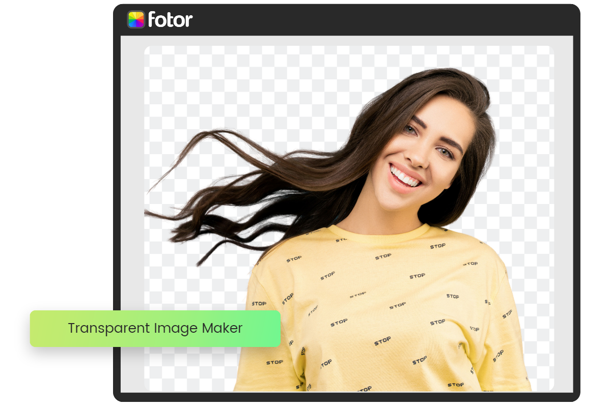 maak de vrouwelijke portretachtergrond transparant met behulp van de fotor-transparante afbeeldingsmaker