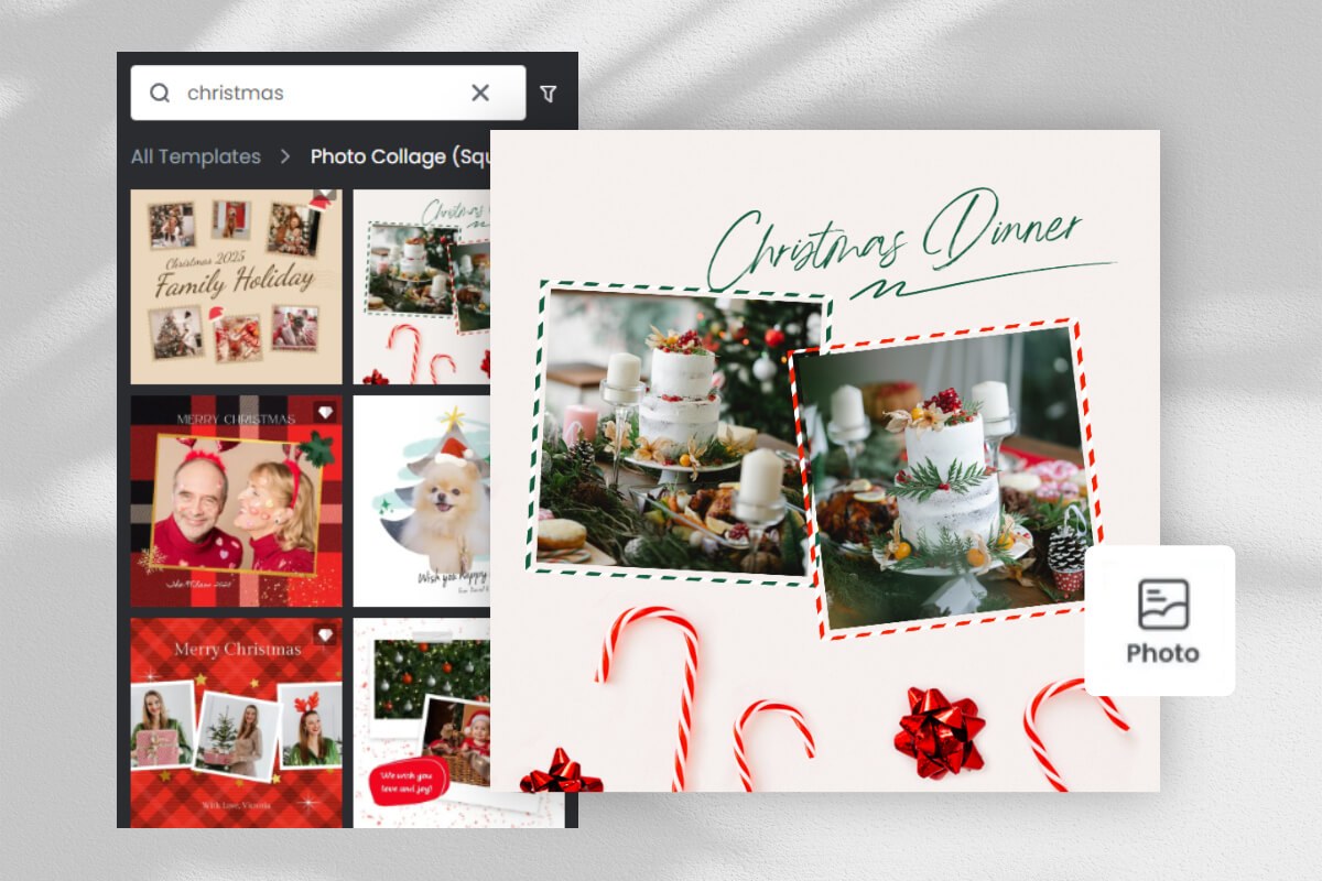 Make styles of christmas collages with fotors collage tool