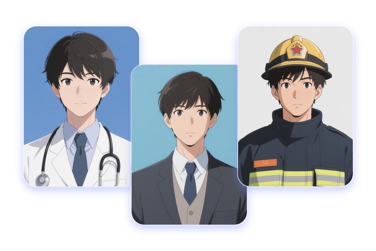 男子高校生だけじゃない!他の職業の男性キャラも作成可能
