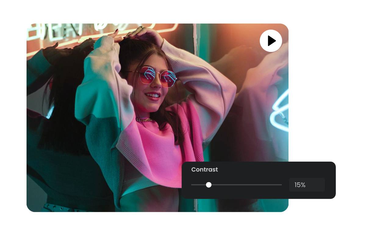Move the slider to adjust the brightness of a woman in a video