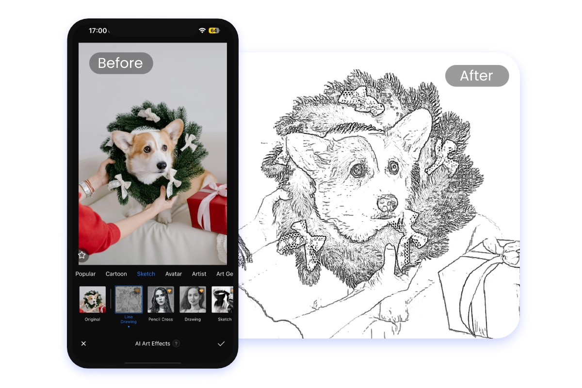 Dessiner un croquis sur l'application Fotor