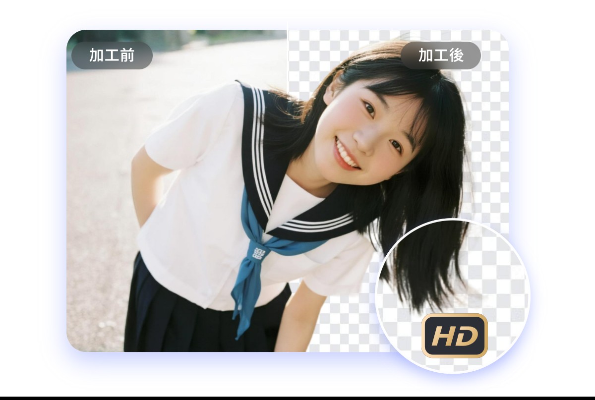 写真から人物を切り抜いても細部はそのまま